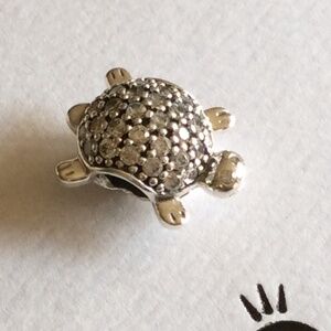 Pandora Turtle charm with clear stones